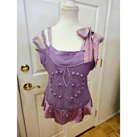 Free People Tops - RARE Vintage NATAYA Romantic Fairy Purple Lavender 100% Silk Blouse Top